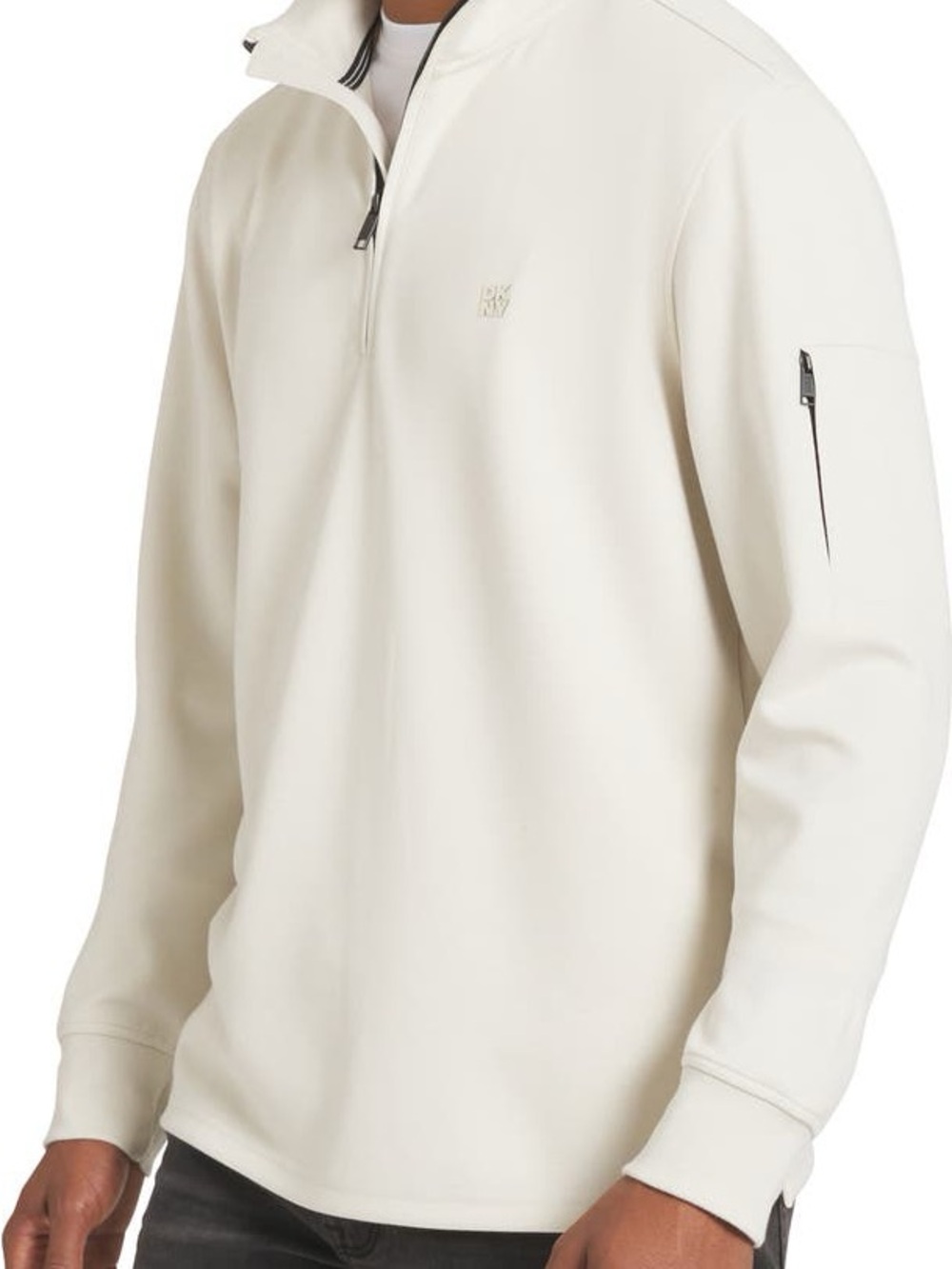 DKNY Men's Cream Quarter-Zip Pullover Sweater